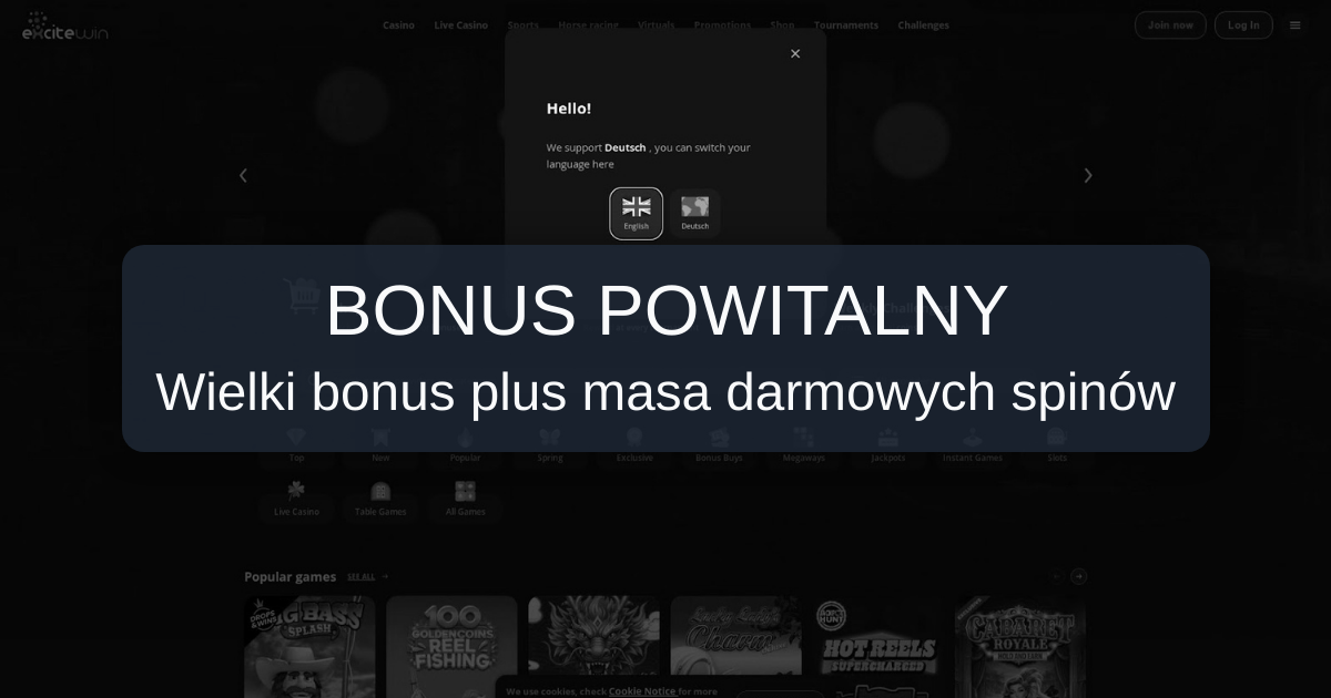 Excitewin Casino Bonus Powitalny - Do 500€ + 200 Free Spinów